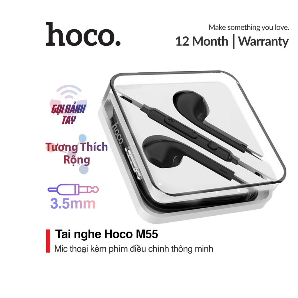 Tai nghe nhét tai Hoco M55 tích hợp Microphone và phím chức năng nhận cuộc gọi dài 1.2M