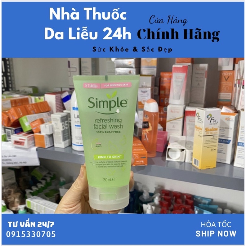 Sữa Rửa Mặt Simple Gel Kind To Skin Refreshing Facial Wash Gel 150ml