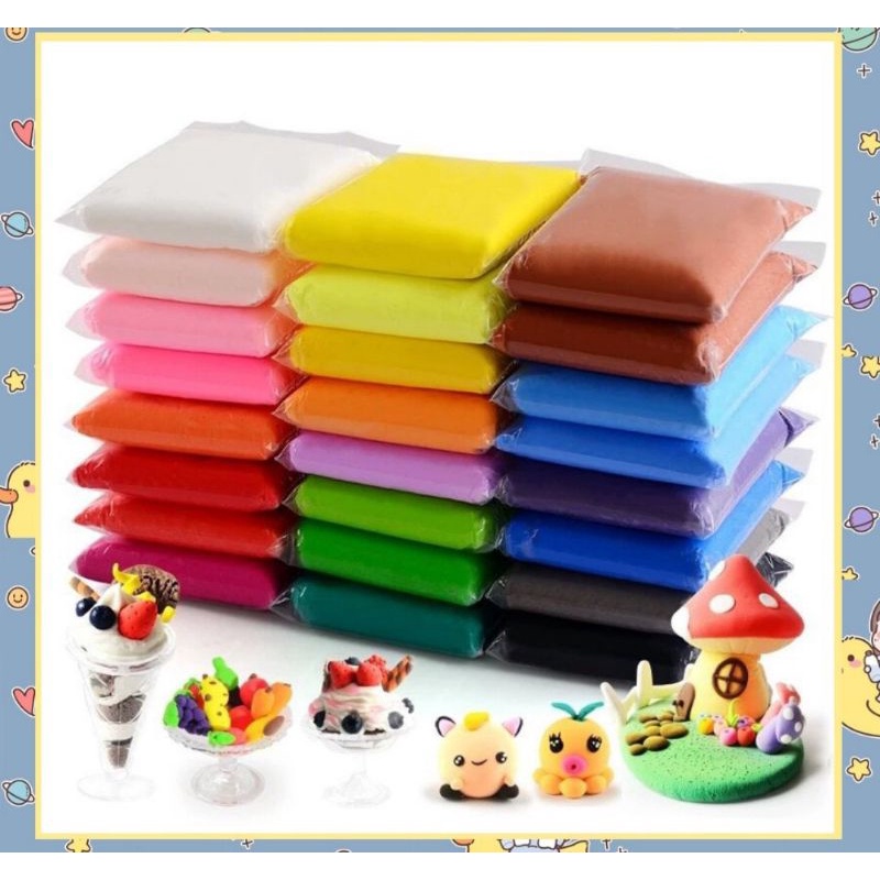 Túi 12 đất nặn mau khô. Túi 24 đất nặn mau khô. 【Set Đất Nặn 12 Màu】