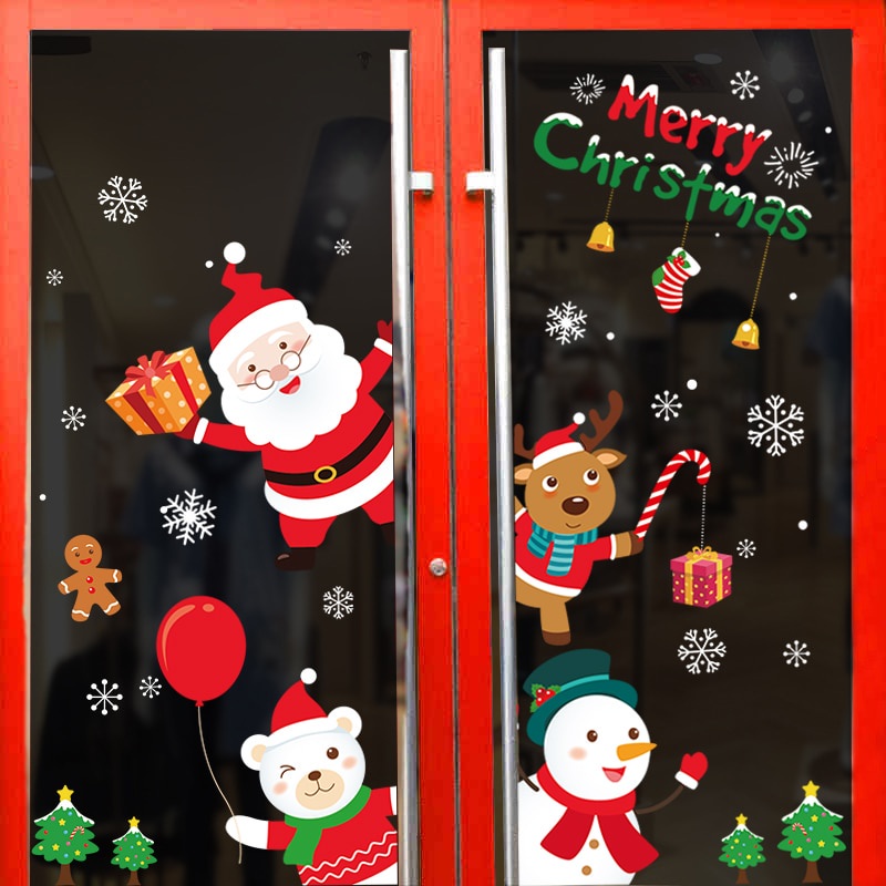Đề Can Dán Cửa Sổ Trang Trí Chủ Đề Giáng Sinh 50 * 70cm