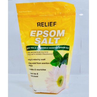 Muối Tắm Epsom RELIEF MD - Tinh Chất Trà Xanh & Hoa Cúc 454g- Bịch