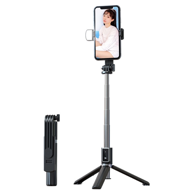 Gậy chụp ảnh tự sướng kết nối điều khiển Bluetooth P40S dài 1 mét hỗ trợ kẹp GOPRO Đèn Led ánh sáng giúp ảnh đẹp hơn