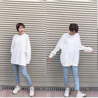 ÁO SWEATER BASIC WHITE TRẮNG TRƠN FORM RỘNG UNISEX
