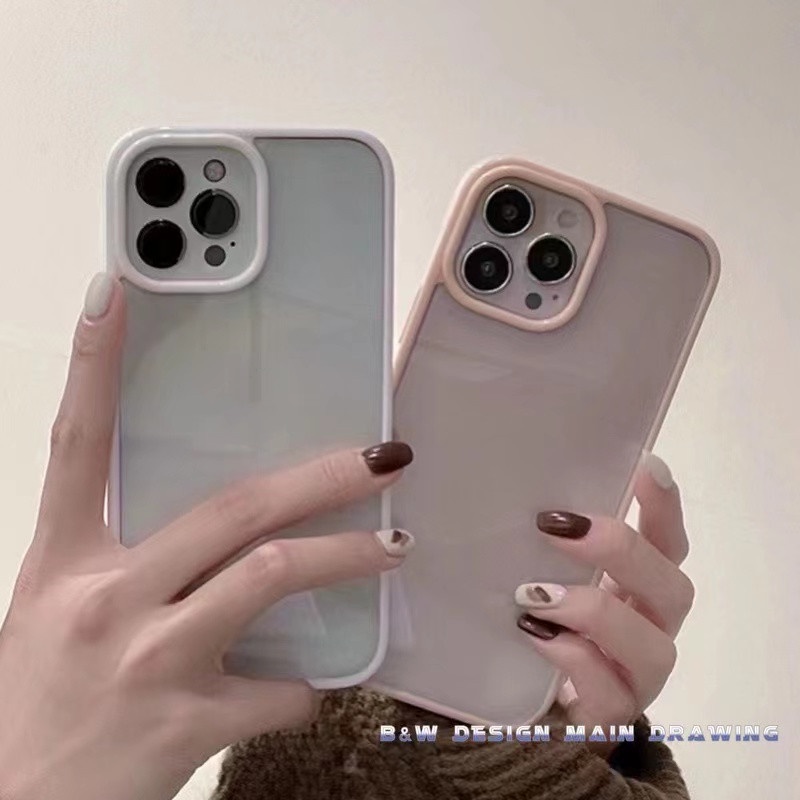 Ốp Điện Thoại Mềm Trong Suốt Viền Màu Trơn Đơn Giản Sang Trọng Cho iPhone 13 12 11 Pro MAX IX XS MAX XR 7 8 Plus