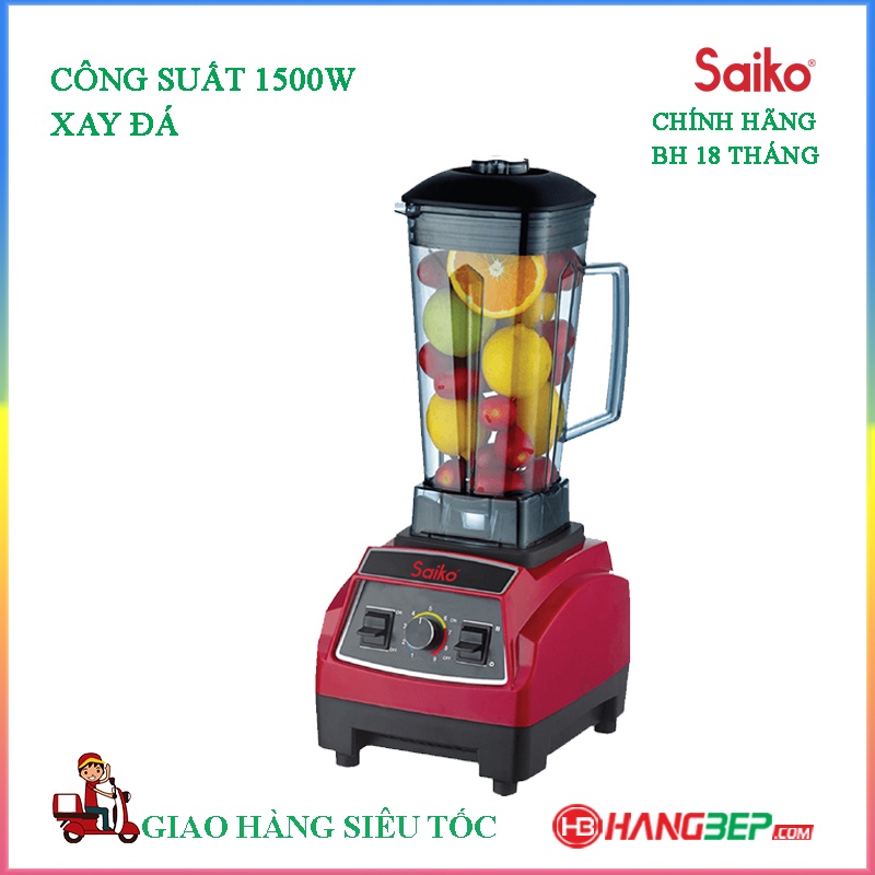 Máy xay sinh tố công nghiệp có xay đá Saiko BLG-1500S - Bảo hành 18 tháng