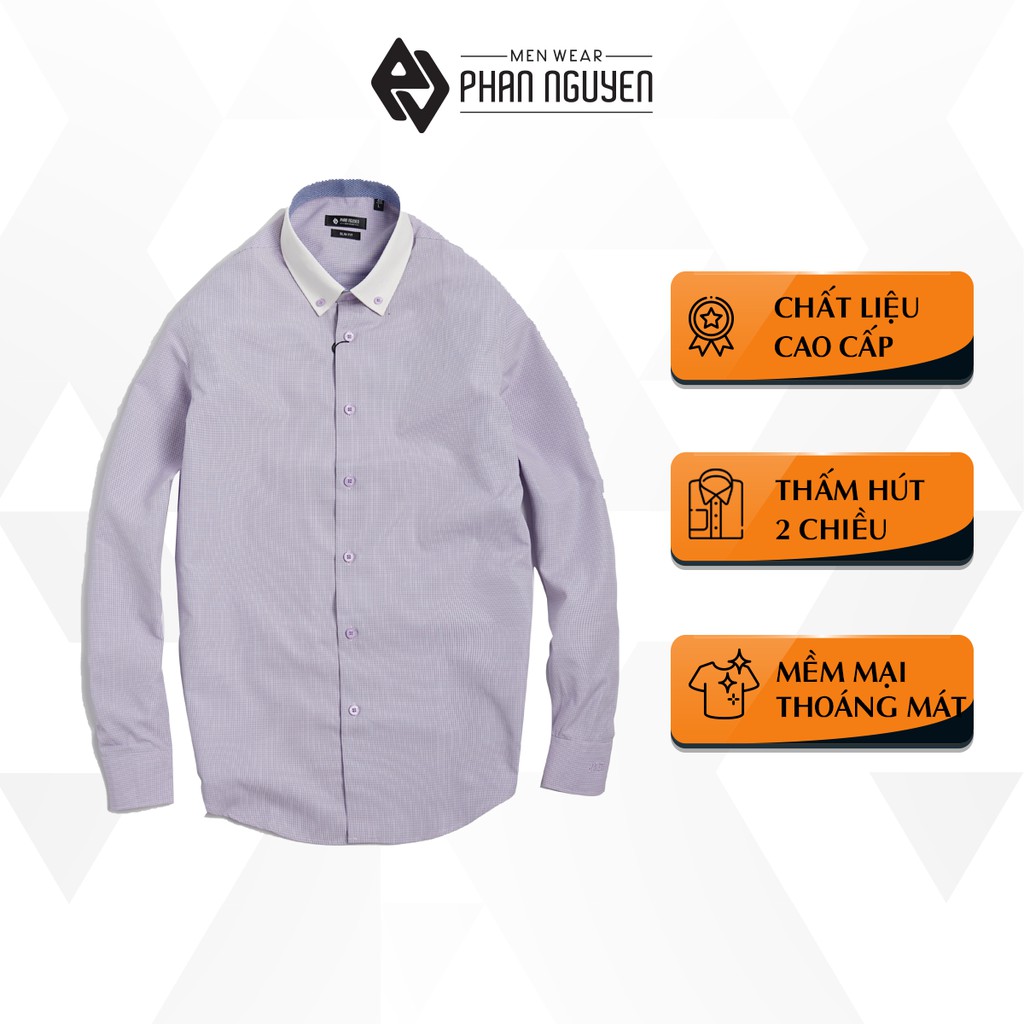 Áo sơ mi nam dài tay cao cấp PHAN NGUYỄN dáng slim fit, chất liệu cotton poly mịn mát, hạn chế co nhăn SMD.595 | BigBuy360 - bigbuy360.vn