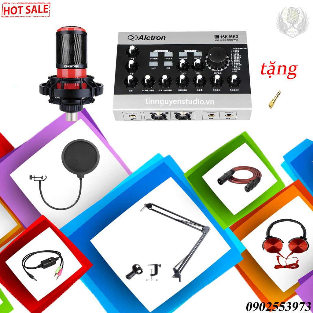 Combo hát live karaoke soundcard U16k3 + Mic K320