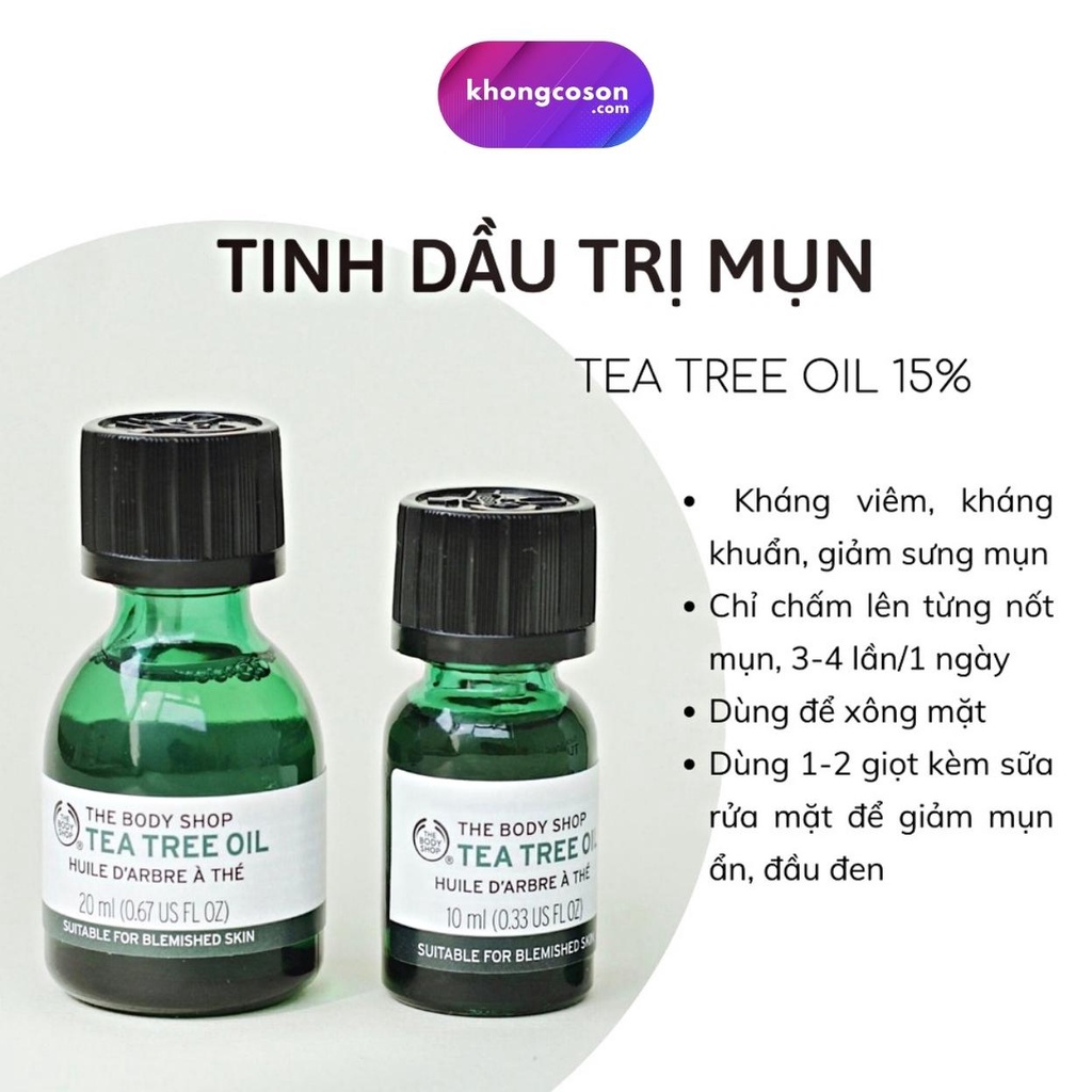 Gel Chấm Mụn Tràm Trà The Body Shop Cho Da Mụn Đỏ Mờ Thâm Tinh Dầu Tea Tree Oil 10ml - Khongcoson