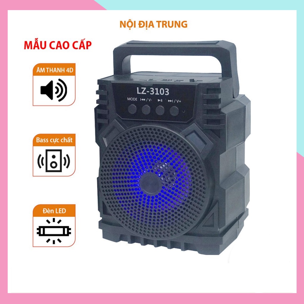 Loa Bluetooth Không Dây Mini LZ 3103, Loa Xách Tay Nhỏ Gọn Âm Thanh Cực Chất, Cực Hay Có Đèn LED, Dung Lượng Pin 4H