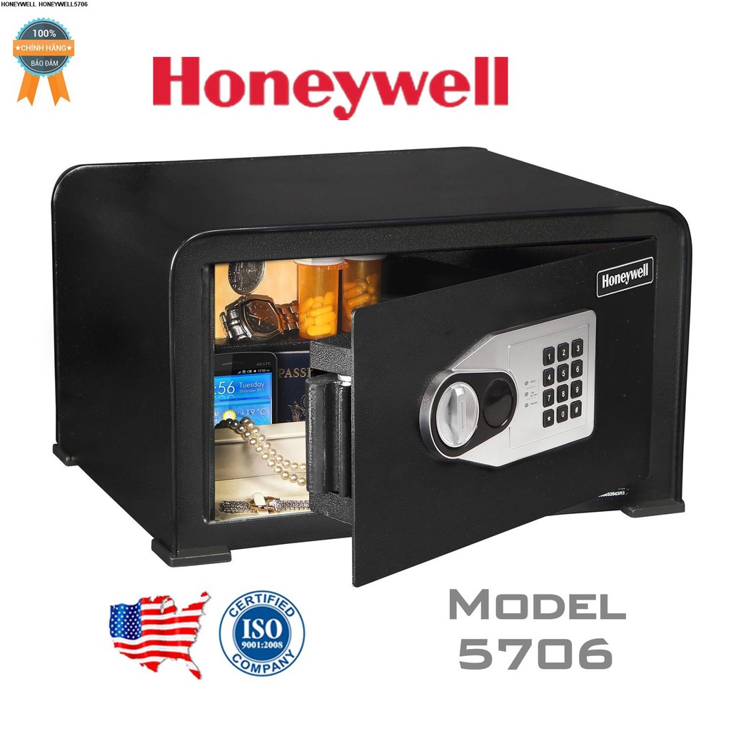 Két sắt an toàn Honeywell 5706 - Két sắt điện tử, kích thước 439x255x375mm, trọng lượng 12.3kg