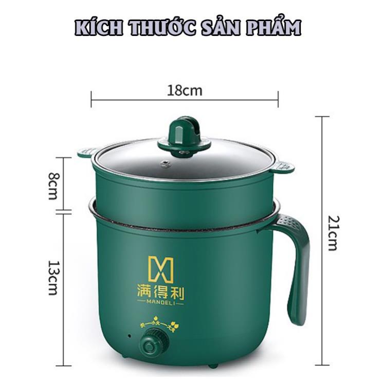 Nồi lẩu mini -Ca nấu mì cầm Tay, Nấu Cơm Đa Năng Có Tay Cầm 1,8L  2 Nấc Nhiệt Mẫu Mới nhất