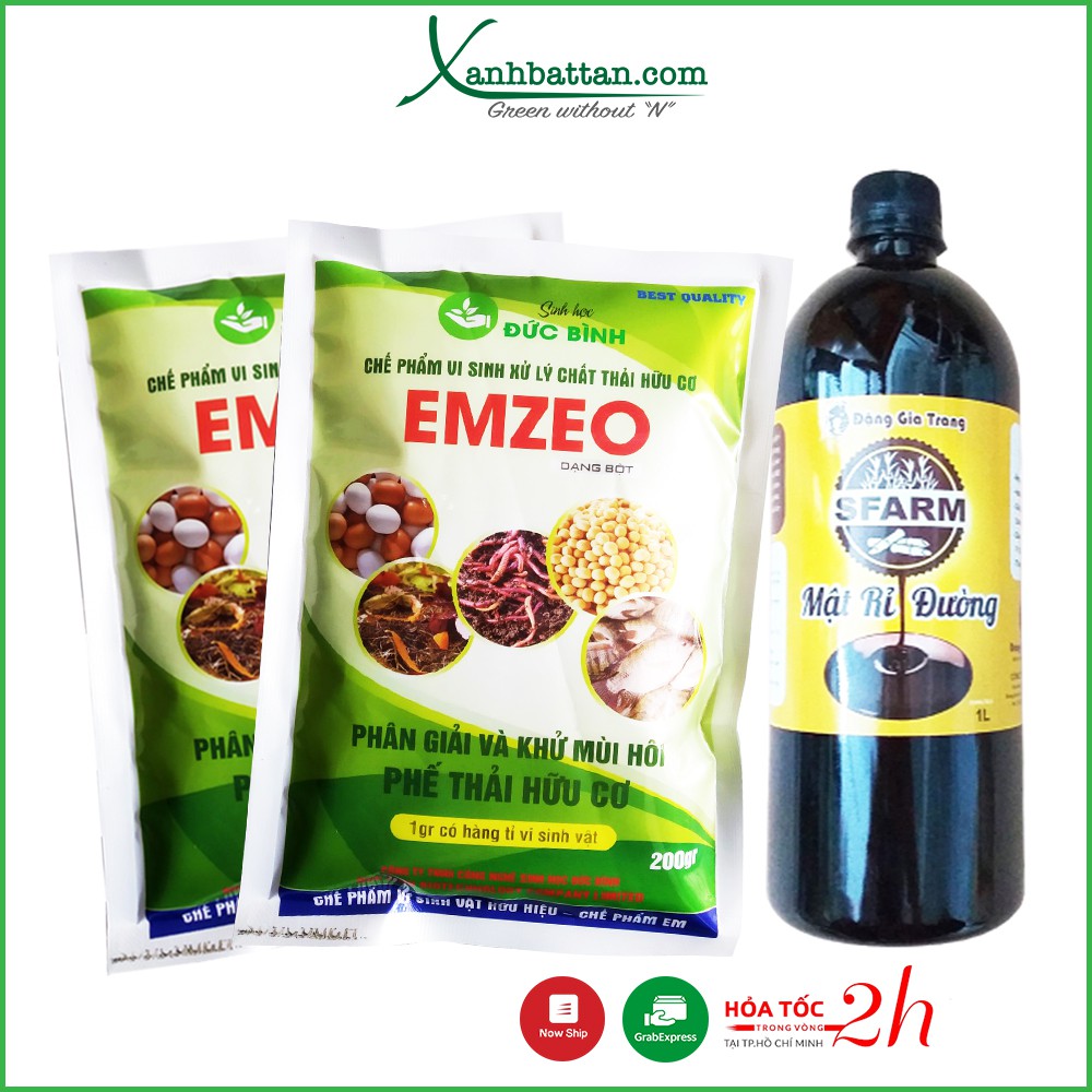 Combo 2 Gói Emzeo Khử Mùi Hôi Và 1 Lít Mật Rỉ Đường Nguyên Chất