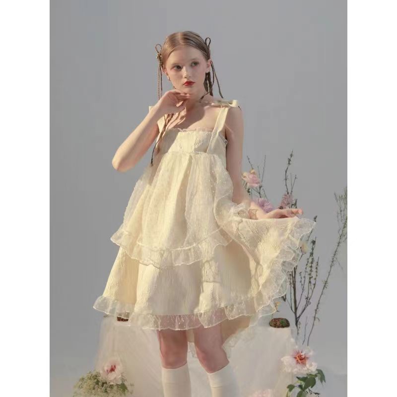 Mới Đầm Hai Dây Thắt Nơ Nước Hoa Phong Cách Chanh Siêu Tốt Cho Búp Bê Tuổi Teen