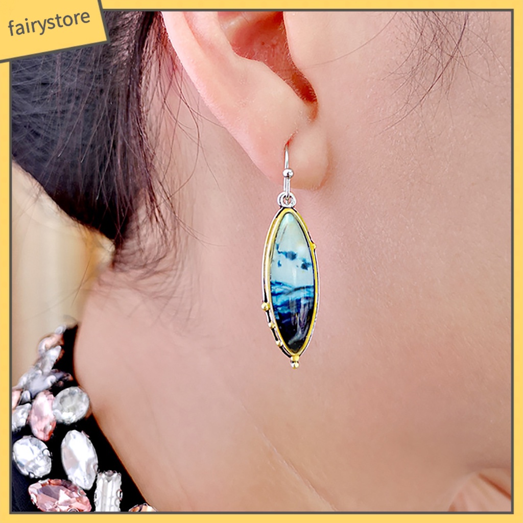 Bông tai dáng dài mặt hình giọt nước thời trang nữ