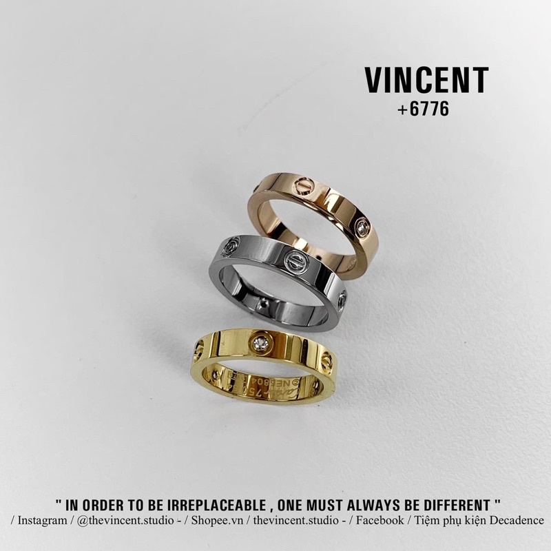 VINCENT RING / Nhẫn Basic Vincent thép TITAN KHÔNG GỈ