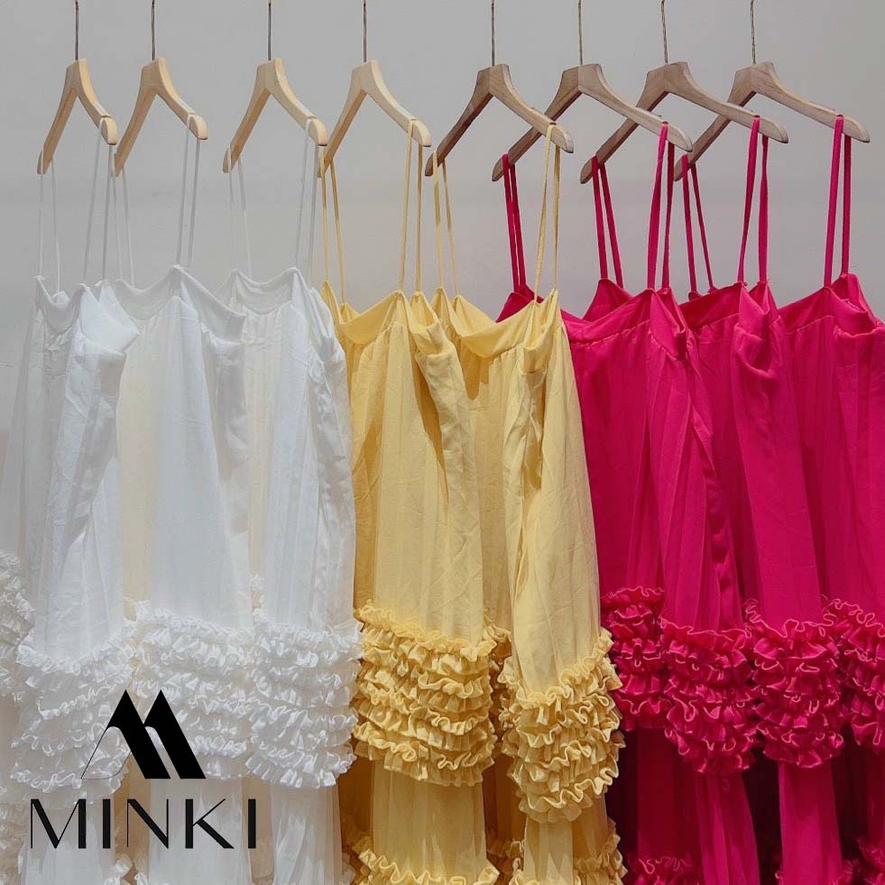 ĐẦM SUÔNG BÈO TẦNG 2 DÂY DẬP LY - CHẤT LIỆU VOAN LÓT CAO CẤP - MÀU HỒNG / VÀNG / TRẮNG