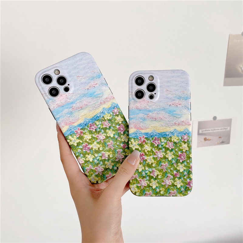 For Huawei P40 Pro P30 P20 Soft TPU an oil painting Sea of flowers pattern Phone Cases For Huawei Nova 7i 7T 7 6 5 4 3 Mate 40 30 20 Mobile Phone Back Cover