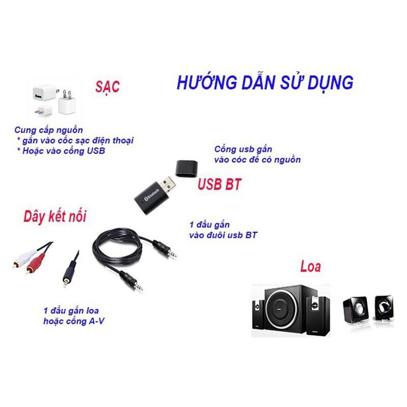 [Mã ELHACE giảm 4% đơn 300K] USB bluetooth PT810 + Củ Sạc - Biến Loa Thường Thành Loa Bluetooth