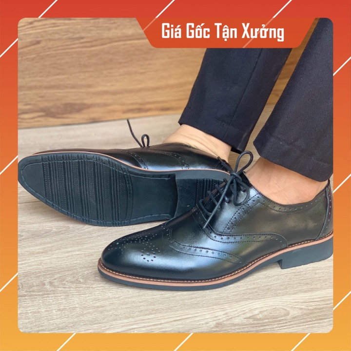 Giày Oxfords cao cấp, giầy tây nam dập vân,đế cao su khâu xung quanh mặt đế,BH 12 tháng