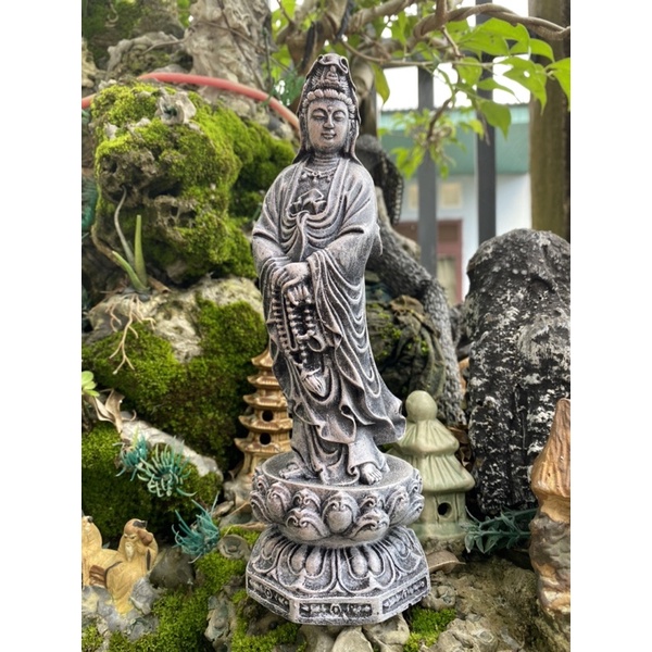 Tượng đức QUÁN THẾ ÂM đứng đài sen - cao 21cm