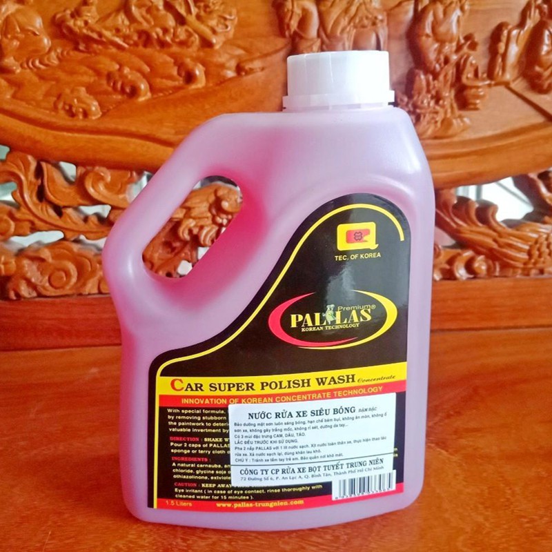 PALLAS super polish wash concentrate1.5L,Dung dịch rửa xe siêu bóng,nước rửa xe đậm đặc bảo vệ,bảo dưỡng mặt sơn _P-1502