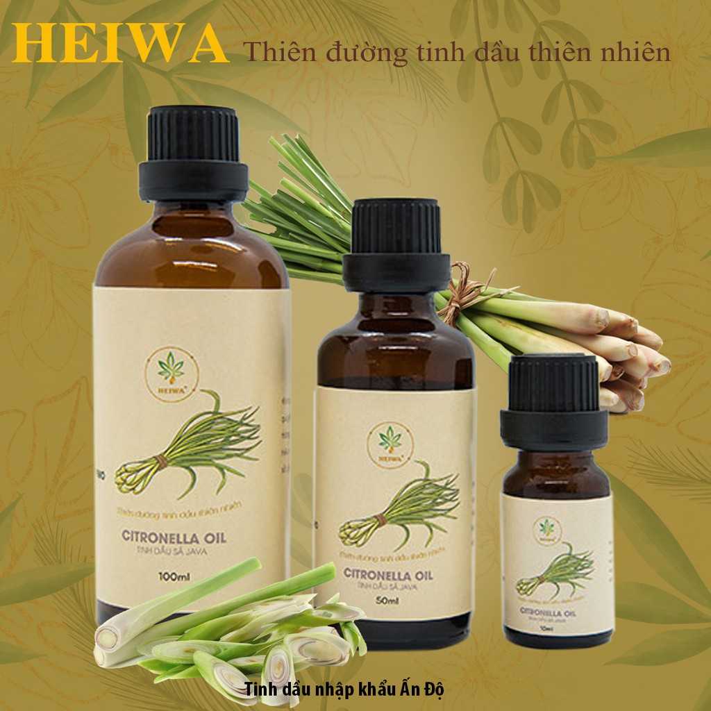[CHAI LỚN] Tinh dầu Sả Java HEIWA nhập khẩu Ấn Độ có giấy kiểm định, dung tích 50ml đuổi muỗi, xông phòng, hiệu quả