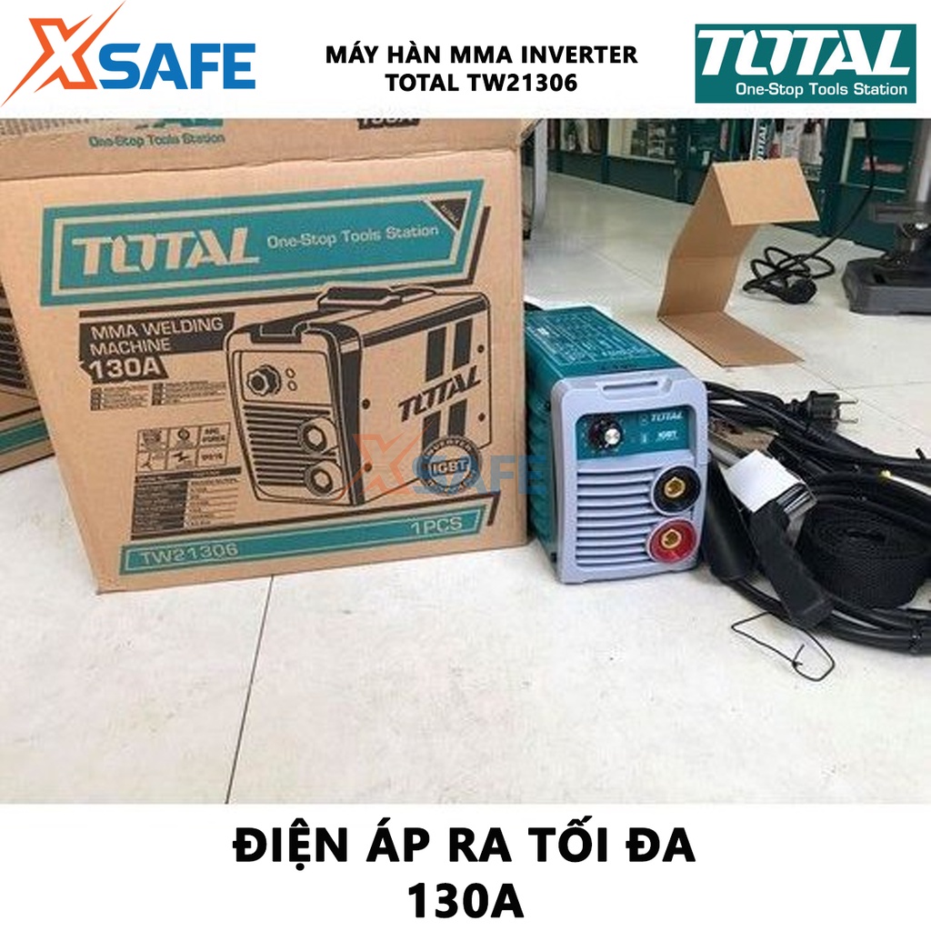 Máy hàn điện tử TOTAL TW21306 Máy hàn Inverter MMA 220-240 V ~ 50-60 Hz, Điện thế không tải 85 V, 10-130A