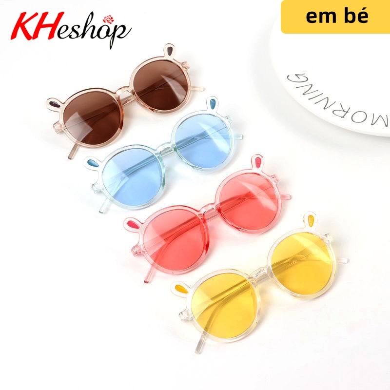 [Deal Rẻ Mua Ngay] Kính Tai gấu tròn trong suốt hoạt hình dễ thương bảo vệ mắt bé khỏi UV400 mã Y9807