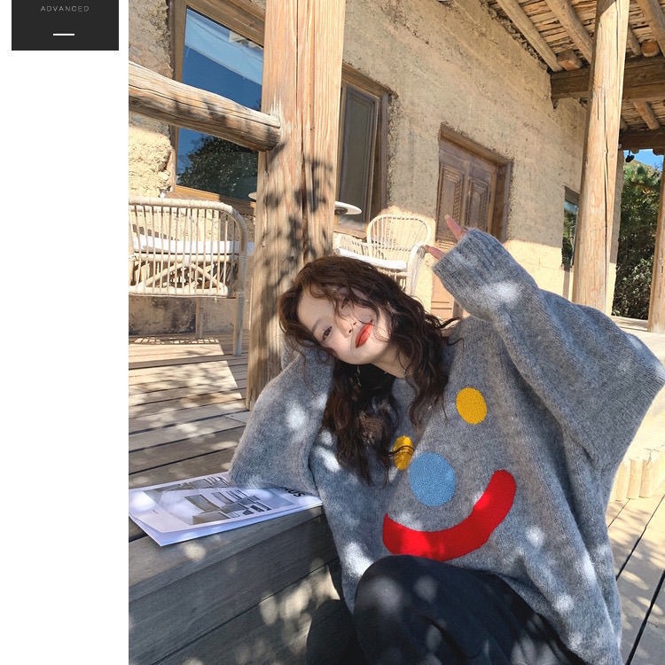 Áo sweater dệt kim mỏng dáng rộng cổ tròn thiết kế đơn giản thời trang 2021 dành cho nữ