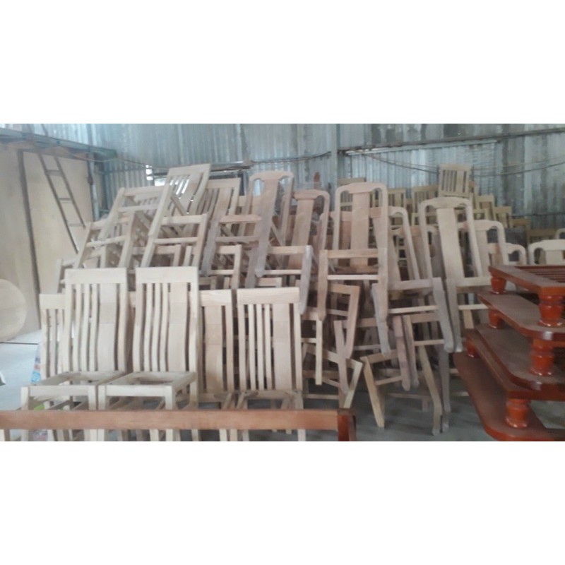 Bộ bàn ghế ăn bầu dục 6 ghế gỗ xoan.