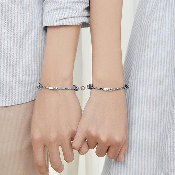 Vòng tay dây dệt thủ công có hạt nam châm thời trang phiên bản dành cho cặp đôi