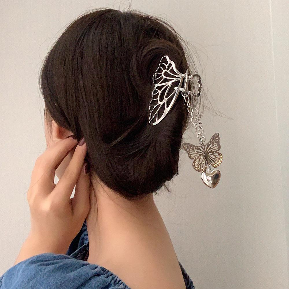 Kẹp Càng Cua Hình Chữ Nhật / Bướm / Trái Tim Phối Tua Rua Thời Trang Cho Nữ