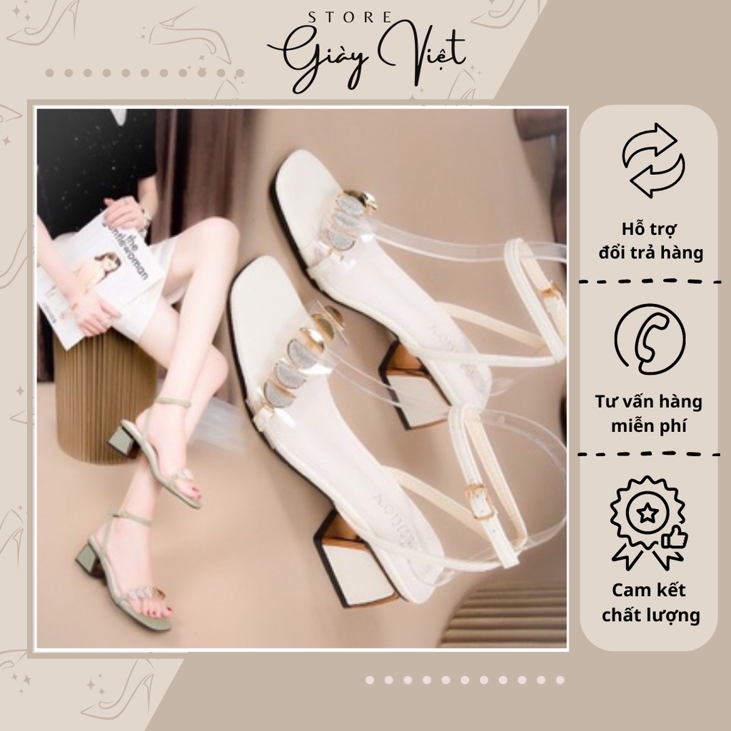 Giày Sandan hậu chéo trang trí hiệu mặt trăng trẻ chung sang chảnh