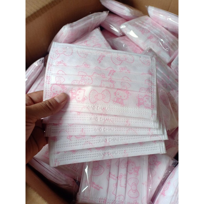 Hộp 50 chiếc khẩu trang y tế trẻ em 3 lớp hiệu Bảo Châu ,ngăn ngừa khói bụi bảo vệ sức khỏe các BÉ