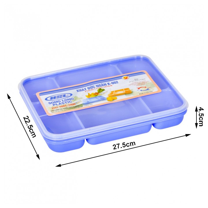 Khay Đựng Cơm Chia Phần Có Nắp Đậy 5 Ngăn Bằng Nhựa Song Long 002