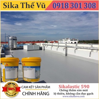 Sika - Chống thấm không cần đục gạch, lộ thiên kháng UV - nhập khẩu Indonesia - Sikalastic 590 (Thùng 20kg) SIKA THẾ VŨ