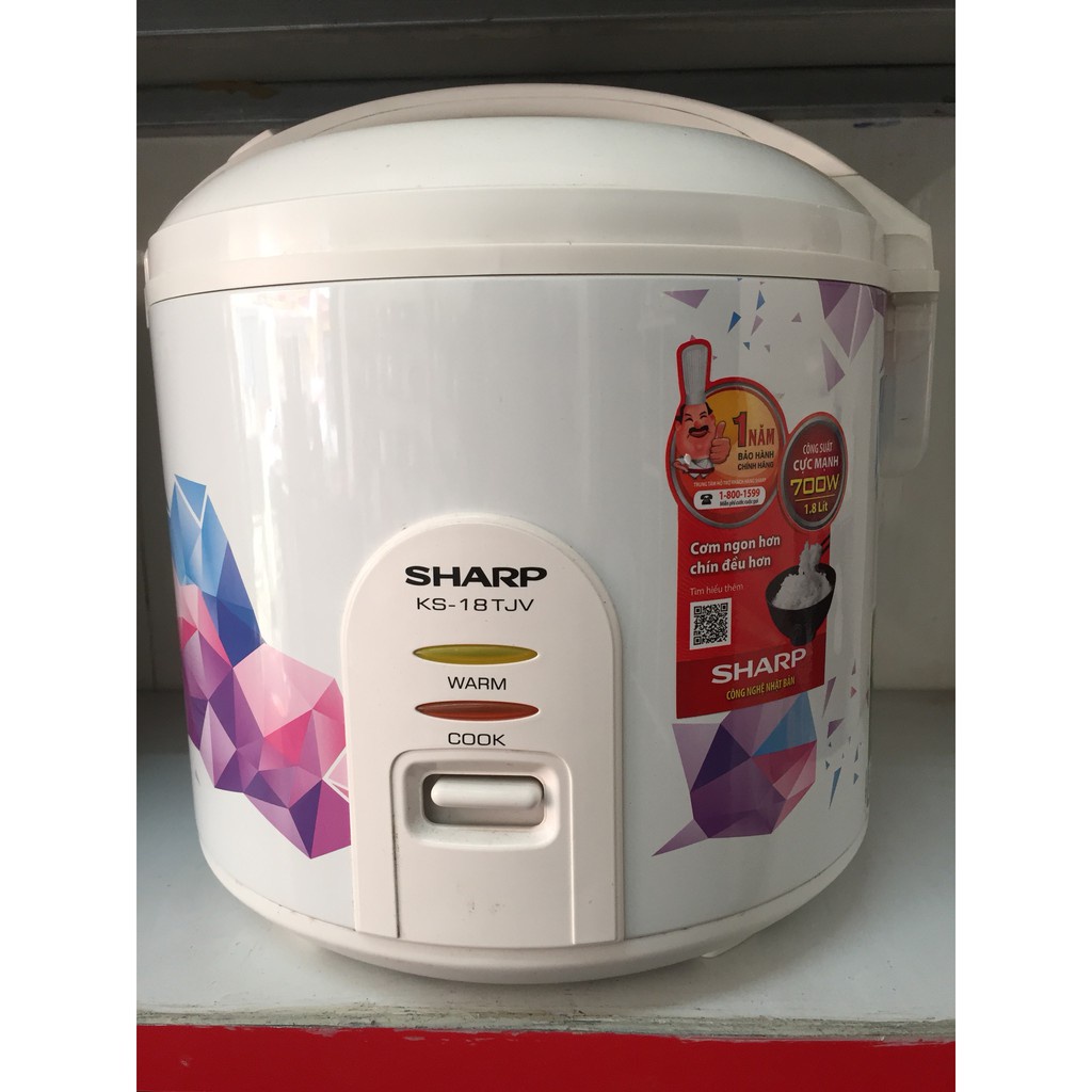 Nồi cơm điện Sharp 1.8 lít KS-18TJV Hàng trưng bày - 4-6 người ăn-Công suất:700 W Lòng nồi chống dính