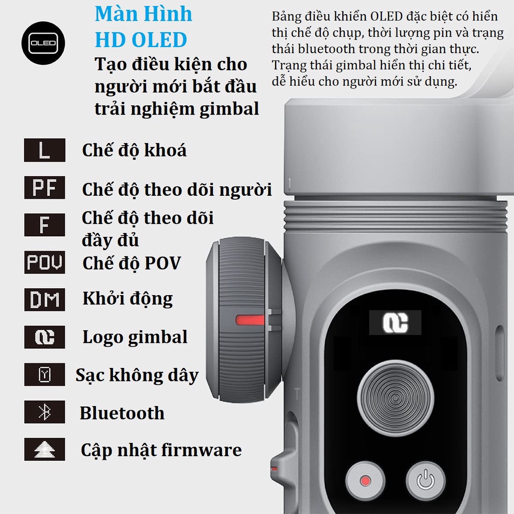 Tay Cầm Chống Rung Điện Tử Gimbal Điện Thoại Smart XPRO - Gậy Chống Rung Có Sạc Không Dây Quay Phim, Video Tiktok