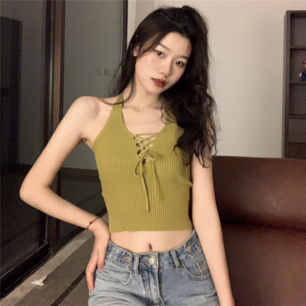 Áo kiểu ZHELIHANGFEI cổ chữ V thắt dây quyến rũ hợp thời trang