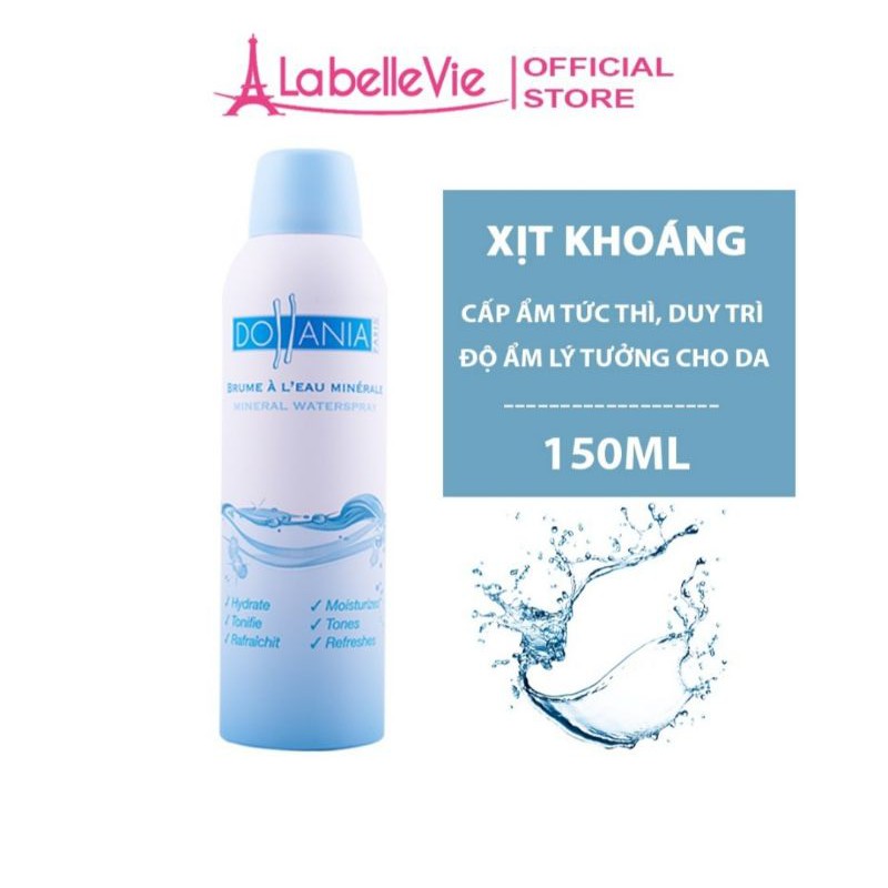 Xịt khoáng dưỡng ẩm, cấp nước, làm dịu da Dollania 150ml