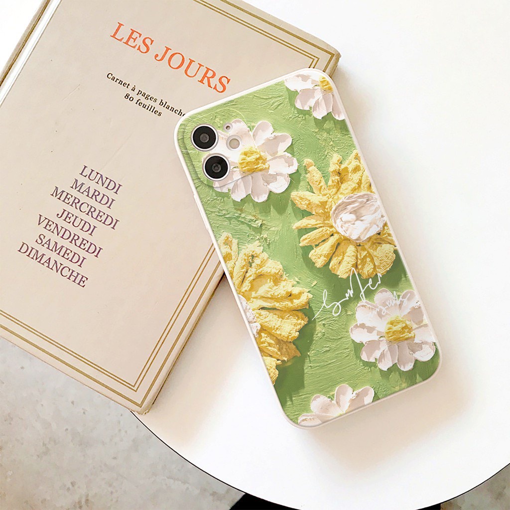 Ốp Lưng Iphone Cạnh Vuông, Bảo Vệ Camera Hình Hoa Nổi 3D ip 7Plus,8Plus,x,xs,xsmax,11,11promax,12,12promax,13,13promax