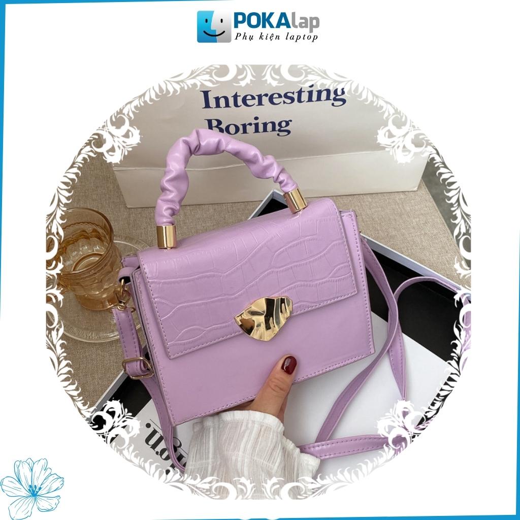 Túi xách nữ, túi đeo chéo nữ POKA24 đeo chéo hình vuông khóa cài cách điệu phong cách Hàn quốc ngọt ngào - POKALAP