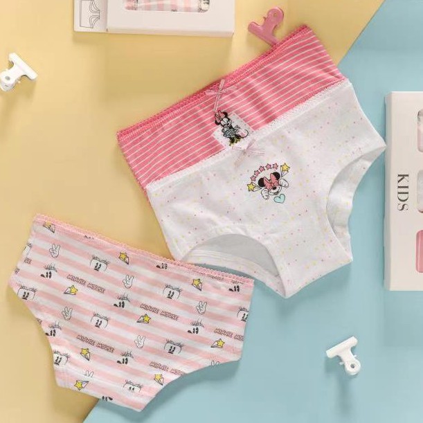 Quần Chíp Bé Gái - Quần Lót Bé Gái Set 3 chip nguyên hộp Kháng Khuẩn 100% Cotton hàng xuất dư size từ 5-12 tuổi