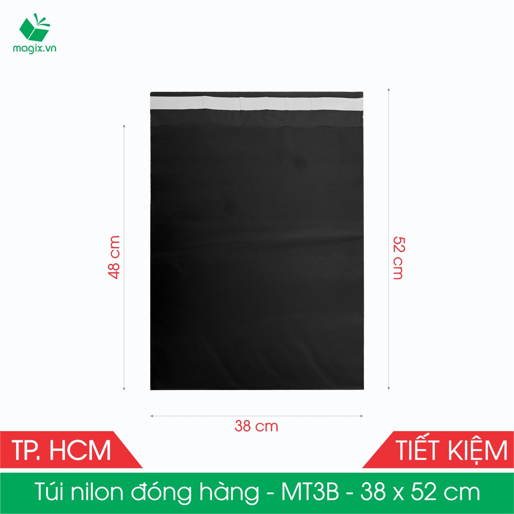 MT3B - 38x52 cm - Túi nilon TIẾT KIỆM gói hàng - 500 túi niêm phong đóng hàng màu ĐEN