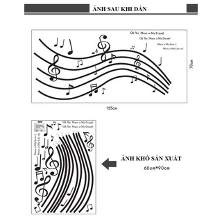 Decal dán tường khung nhạc lượn sóng