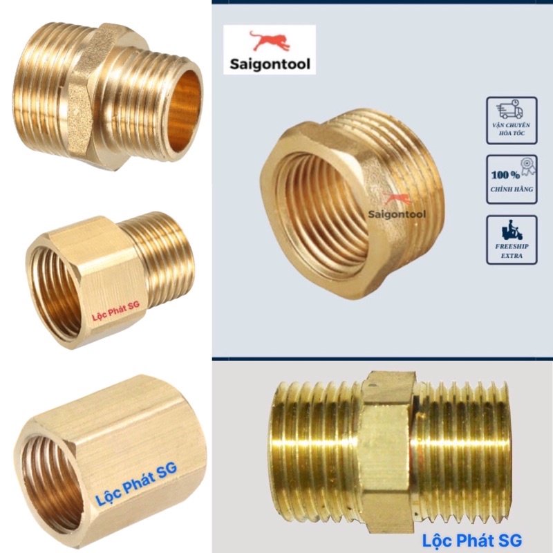 Răng trong - Răng ngoài  phi 21-21, 27-21, 27-27, phụ kiện đồ nước có ren đồng