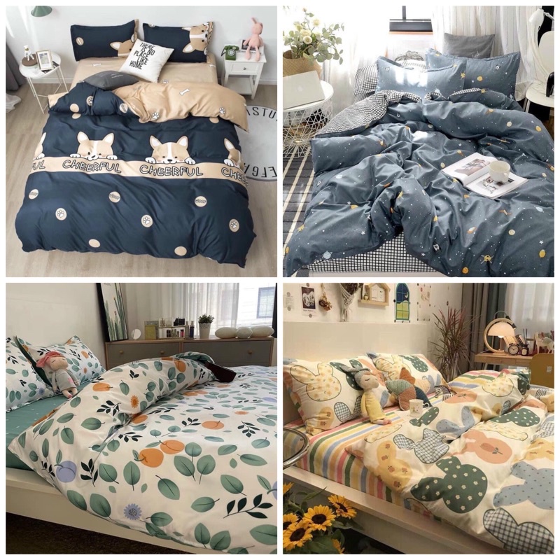 Bộ chăn ga gối Poly Cotton 4 món phong cách Hàn Quốc - CH05
