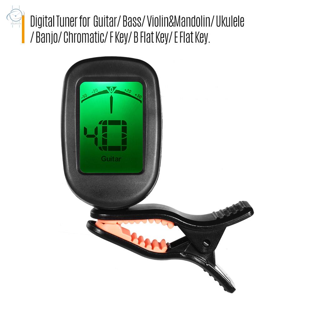 ♫Digital Tuner Clip-On Design LCD Display Vibration Tuning Tuners for Guitar/ Bass/ Violin/ Ukulele/ Banjo/ Chromatic/ F Key/ B Flat Key/ E Flat Key