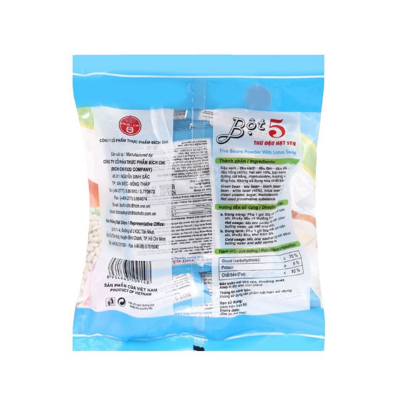 BỘT 5 THỨ ĐẬU HẠT SEN BÍCH CHI CÓ ĐƯỜNG BỊCH 350G