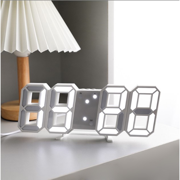 Đồng hồ led 3D thông minh để bàn treo tường báo thức cao cấp chính hãng D-ZINER H01 trang trí nhà cửa